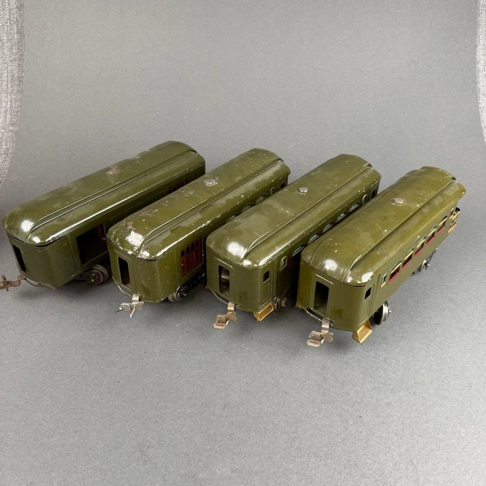 Lionel Prewar Standard Gauge Train Cars Set 33 34 35 36 Olive Green Vintage
